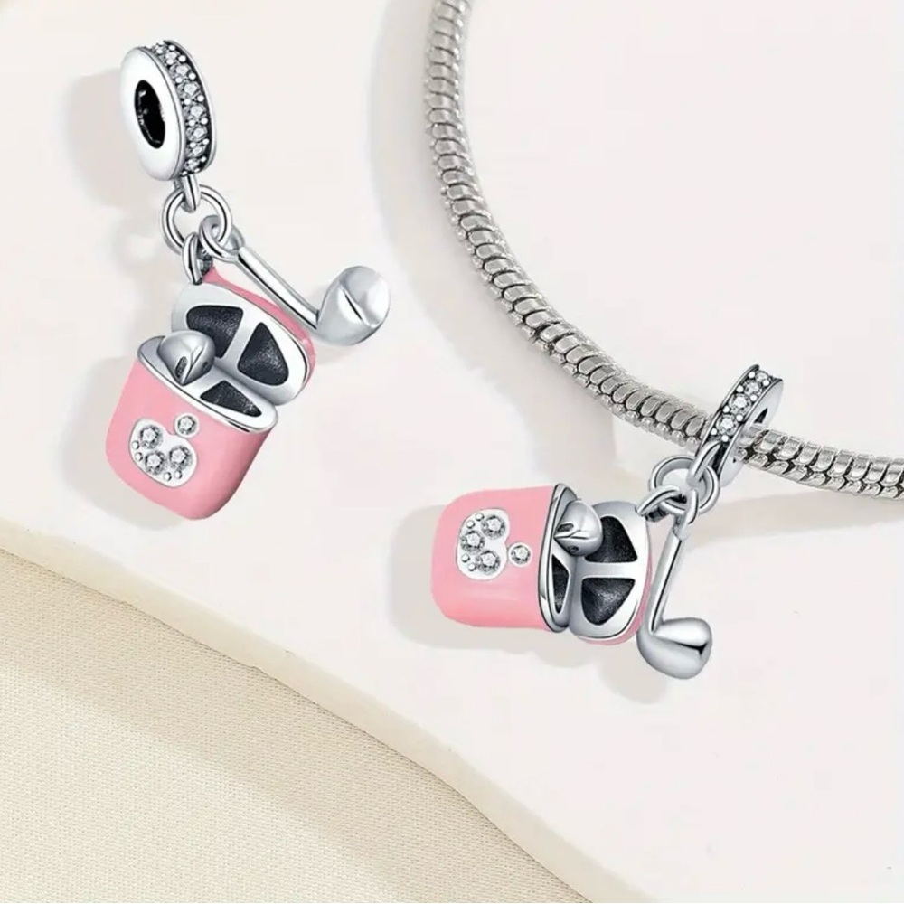 Sterling Silver and Pink Music Headphones Charm - Picture 4 of 8